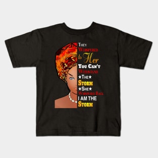 Black History Month Shirt African Woman Afro I Am The Storm Kids T-Shirt